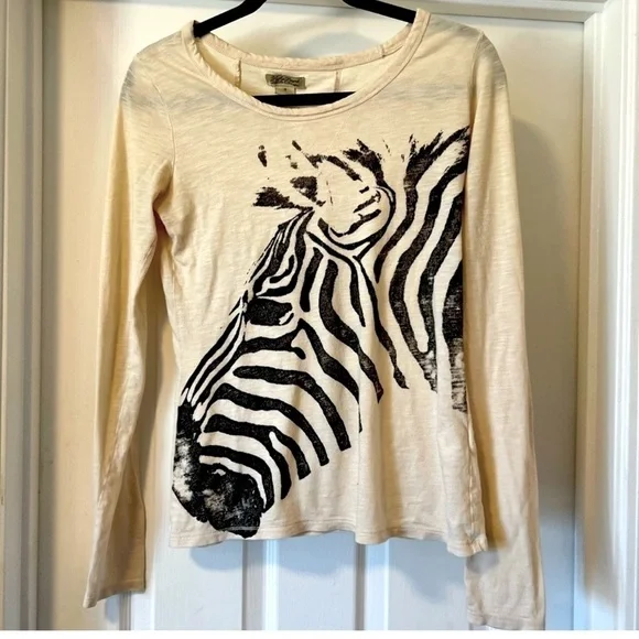 Lucky Brand - Zebra Tunic Scoop Neck - Size S - Ivory - Picture 2 of 4